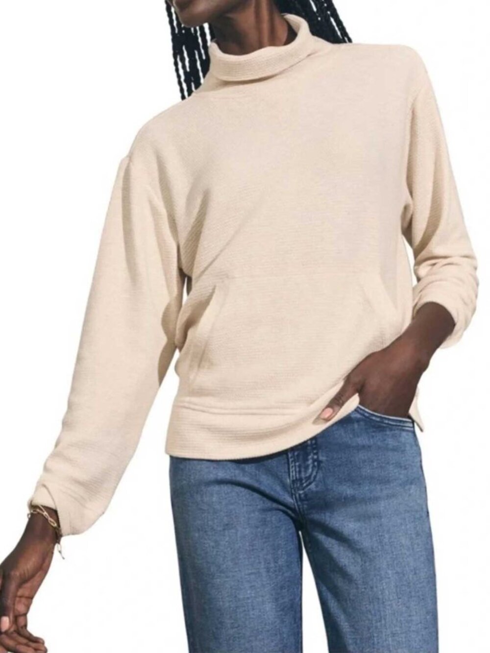 Faherty Women’s Surf Waffle Knit Mockneck Pullover XXS